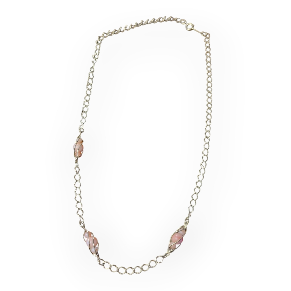 AVON Chic Silver Necklace with Pink Accents